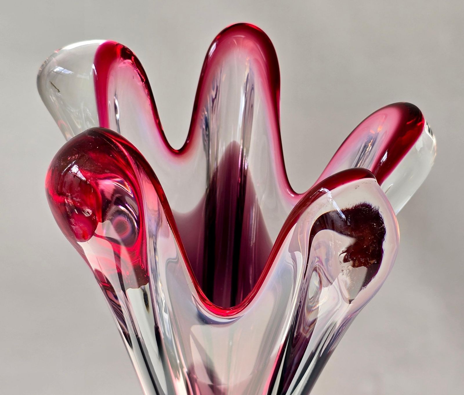 Home Decor Murano Sommerso Ruby Red Glass Vase With Five Lobes, Italy, 1960s photo