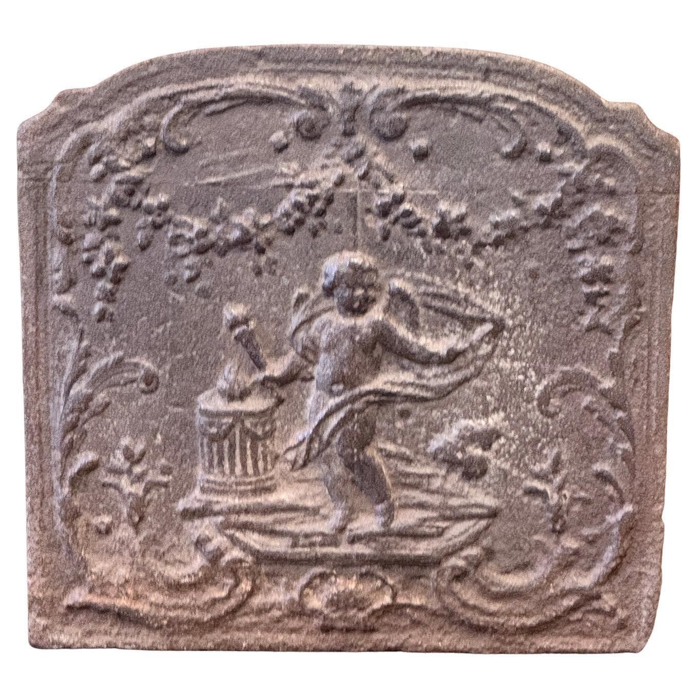French 'Cupid' Fireback / Backsplash, 18th   19th C., Neoclassical Period