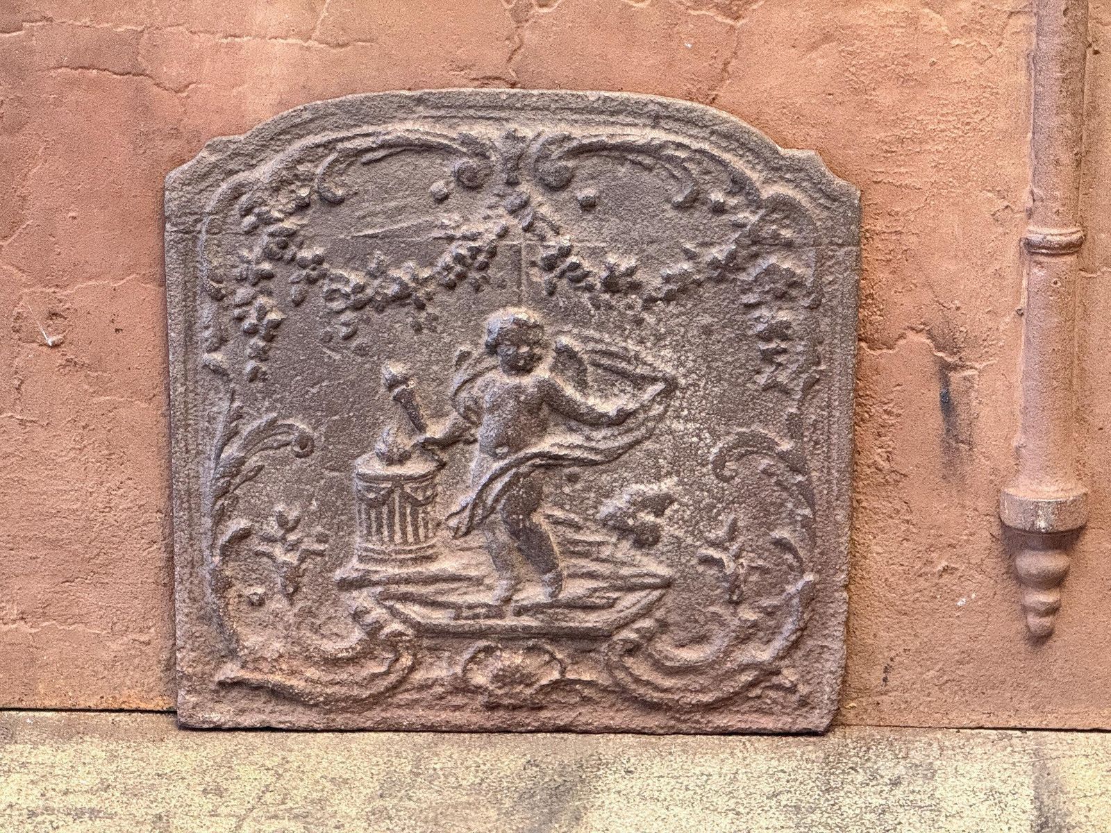 French 'Cupid' Fireback / Backsplash, 18th   19th C., Neoclassical Period photo Home Fixtures