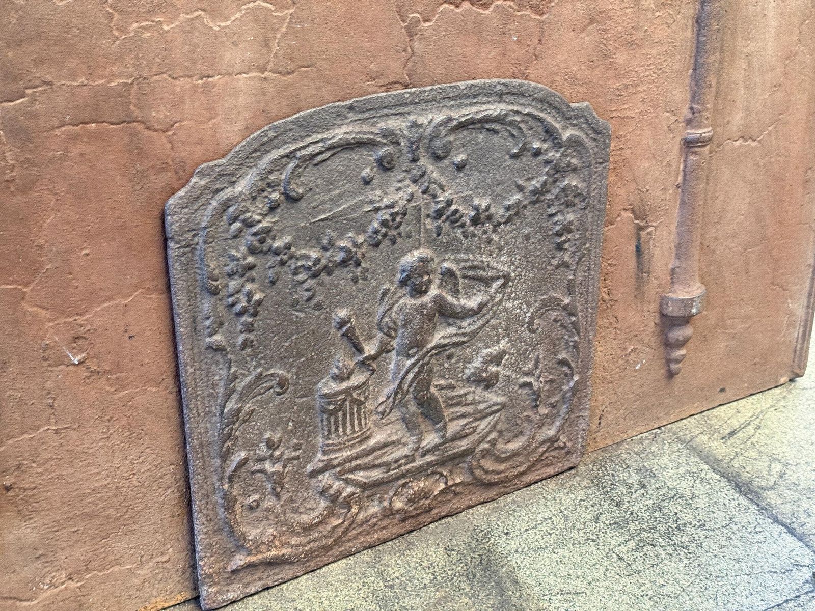 French 'Cupid' Fireback / Backsplash, 18th   19th C., Neoclassical Period photo 508.0