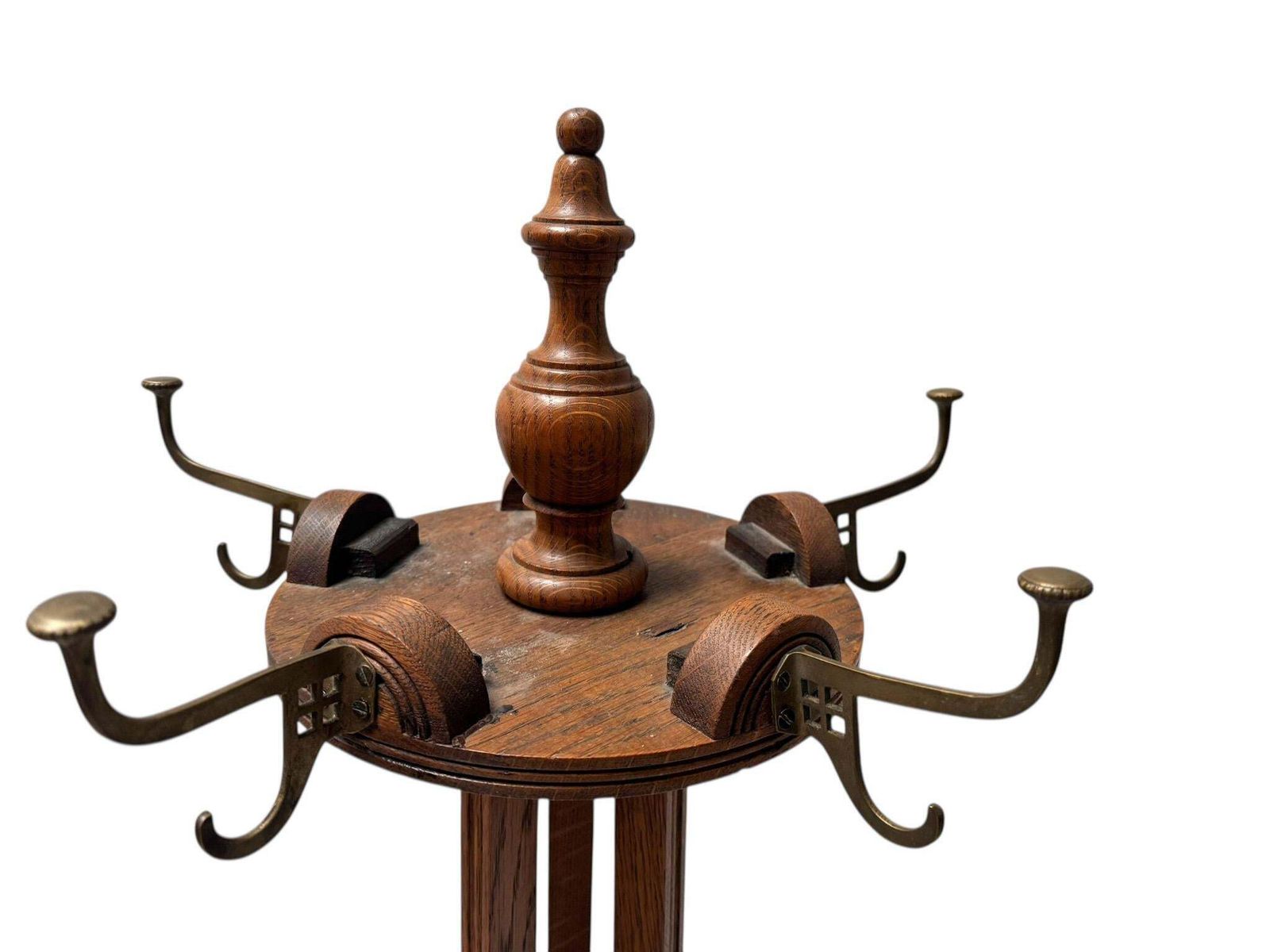 Furniture Arts & Crafts Coat Stand Or Porte Manteau With Rotating Top, 1900s photo