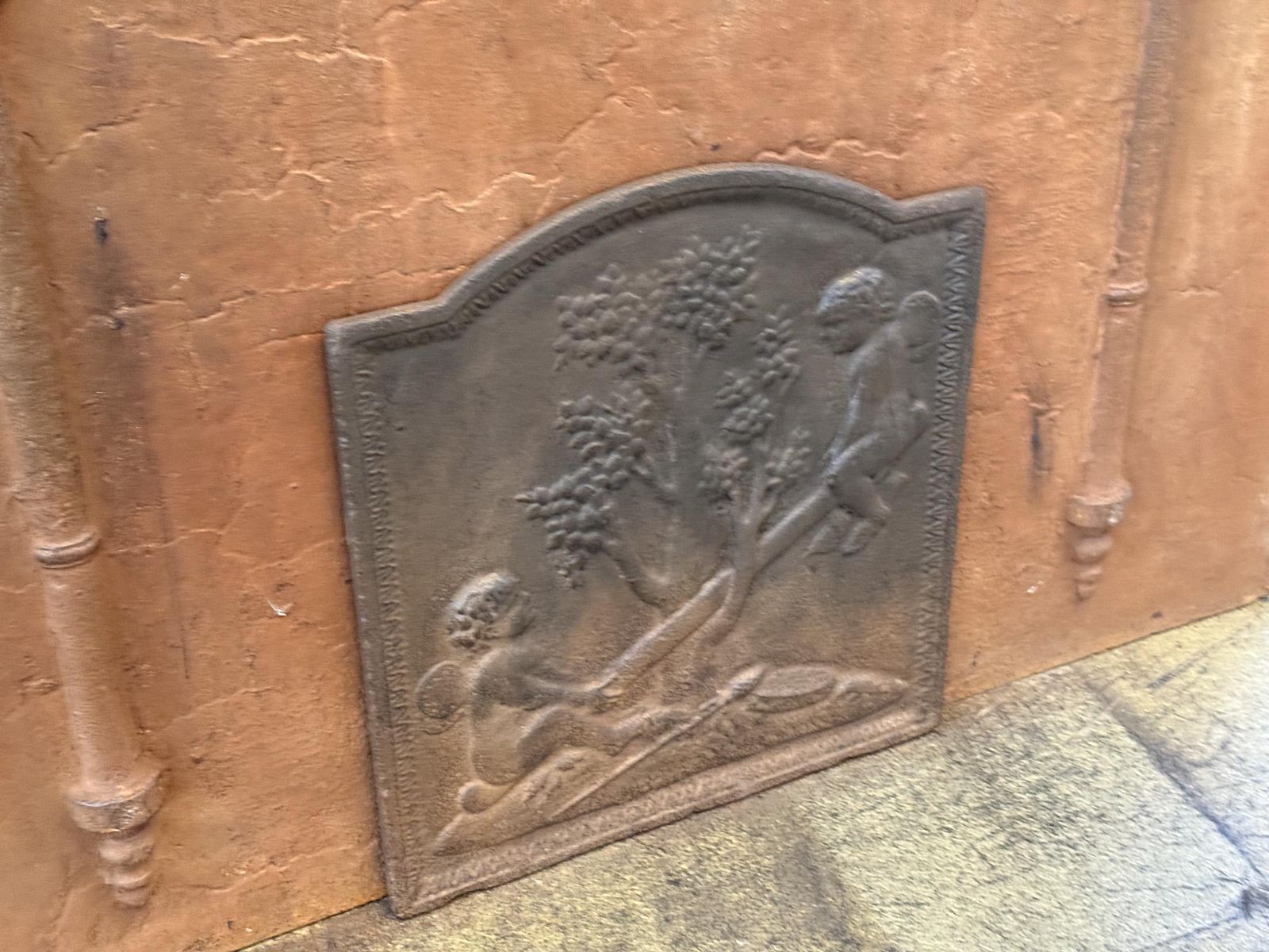 19th Century French Napoleon III Period 'Cupids' Fireback / Backsplash photo for sale