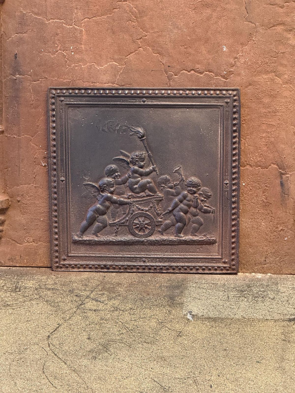 photo for sale 20th Century French Napoleon III Style 'Cupids' Fireback.