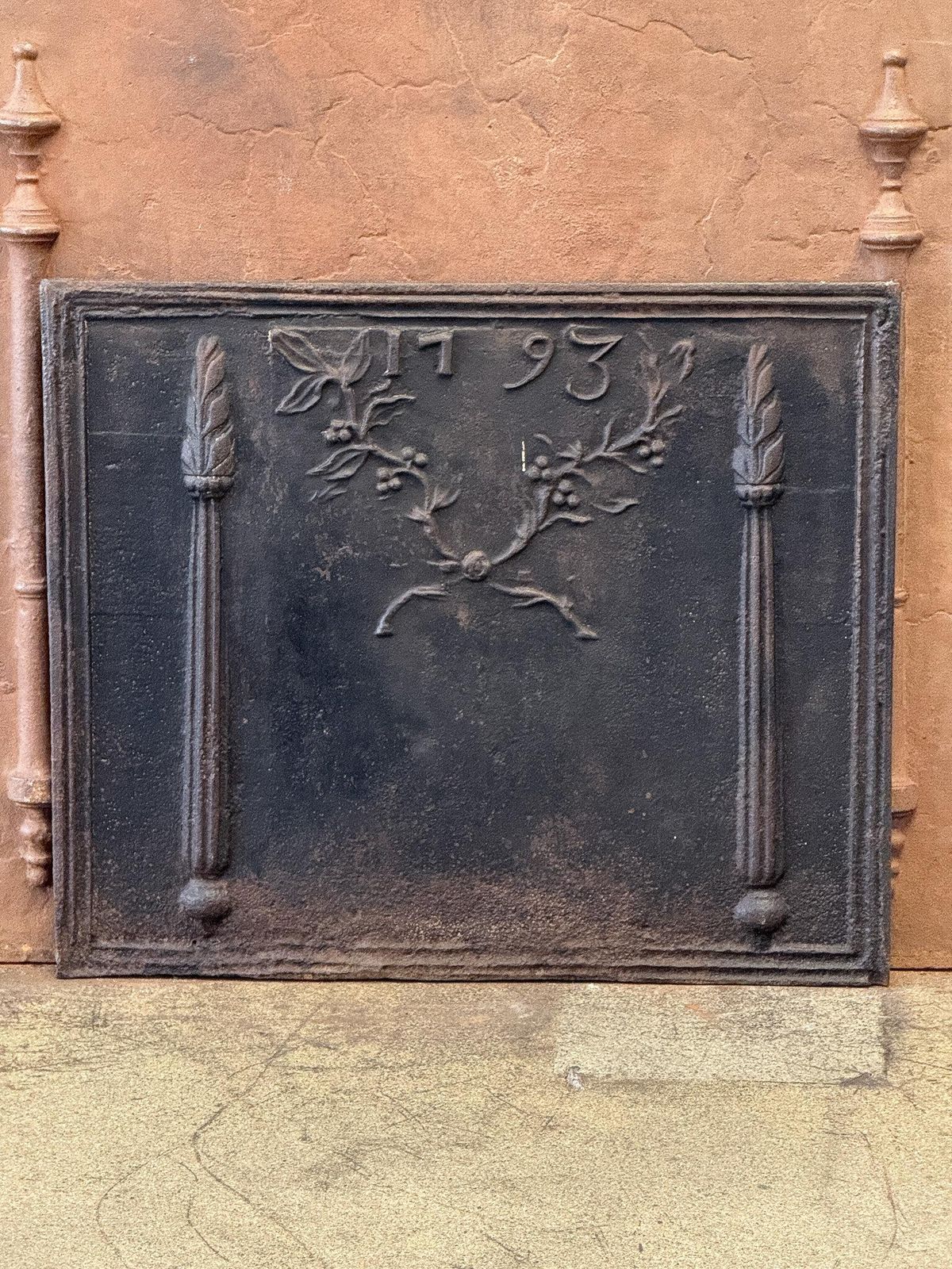 18th Century 'Pillars With Decoration' Fireback / Backsplash, France photo furniture