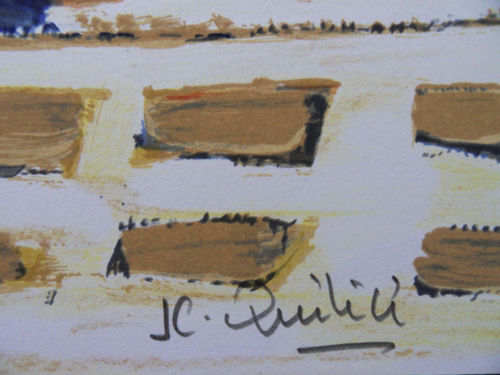 Jean Claude Quilicigreece : Small Street In Santorini   Handsigned Original Lithograph photo furniture