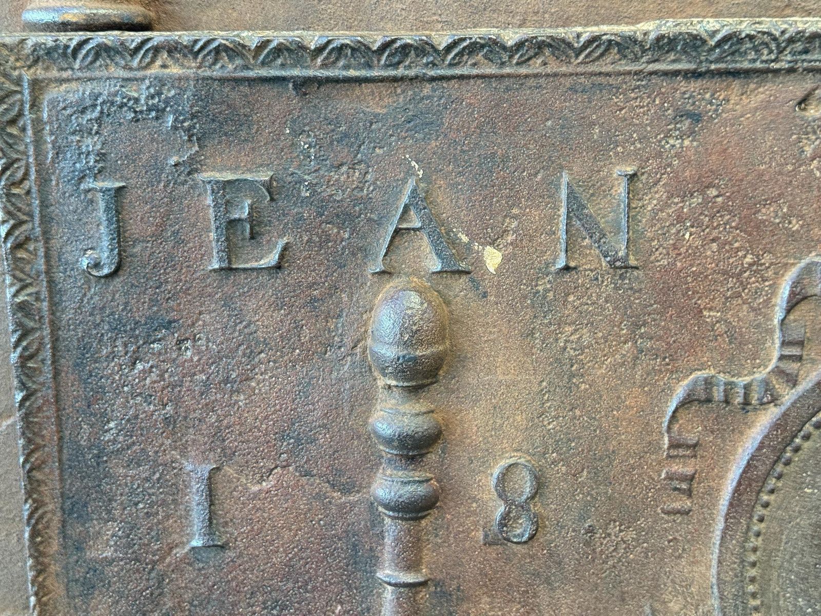 Antique French 'Neoclassical' Fireback / Backsplash, Dated 1804 photo vinterior