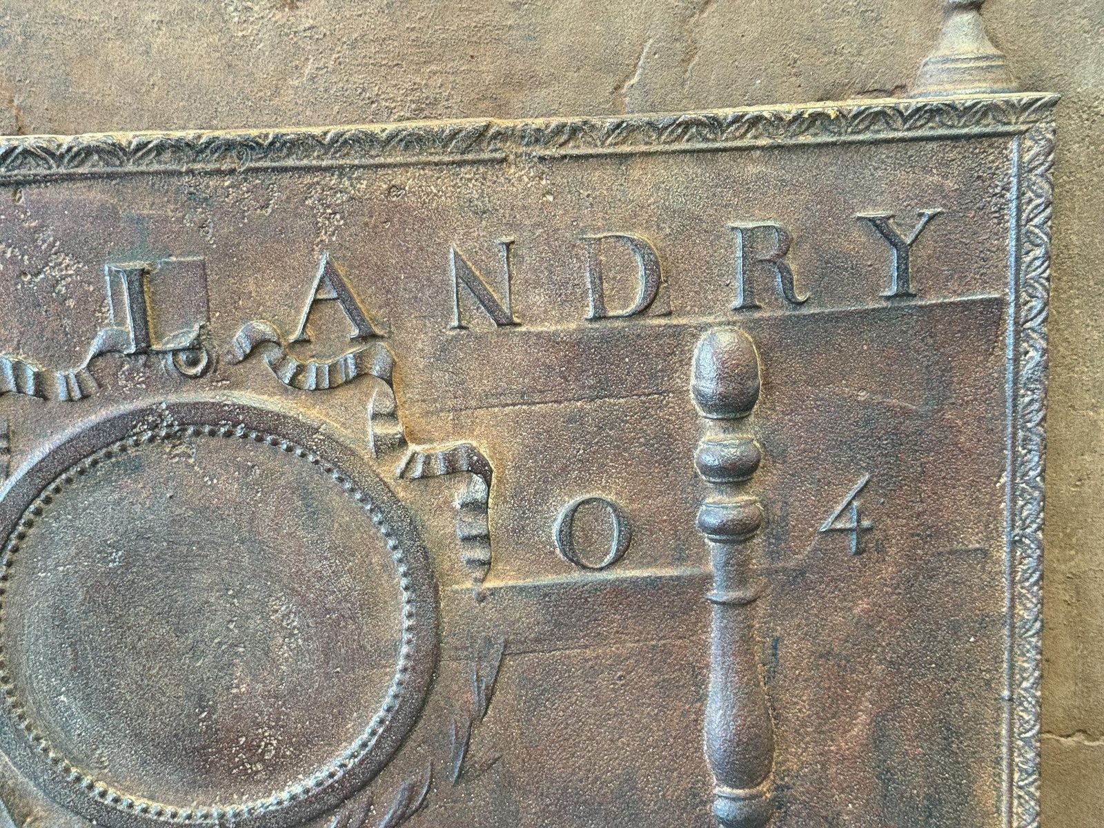 photo for sale Antique French 'Neoclassical' Fireback / Backsplash, Dated 1804