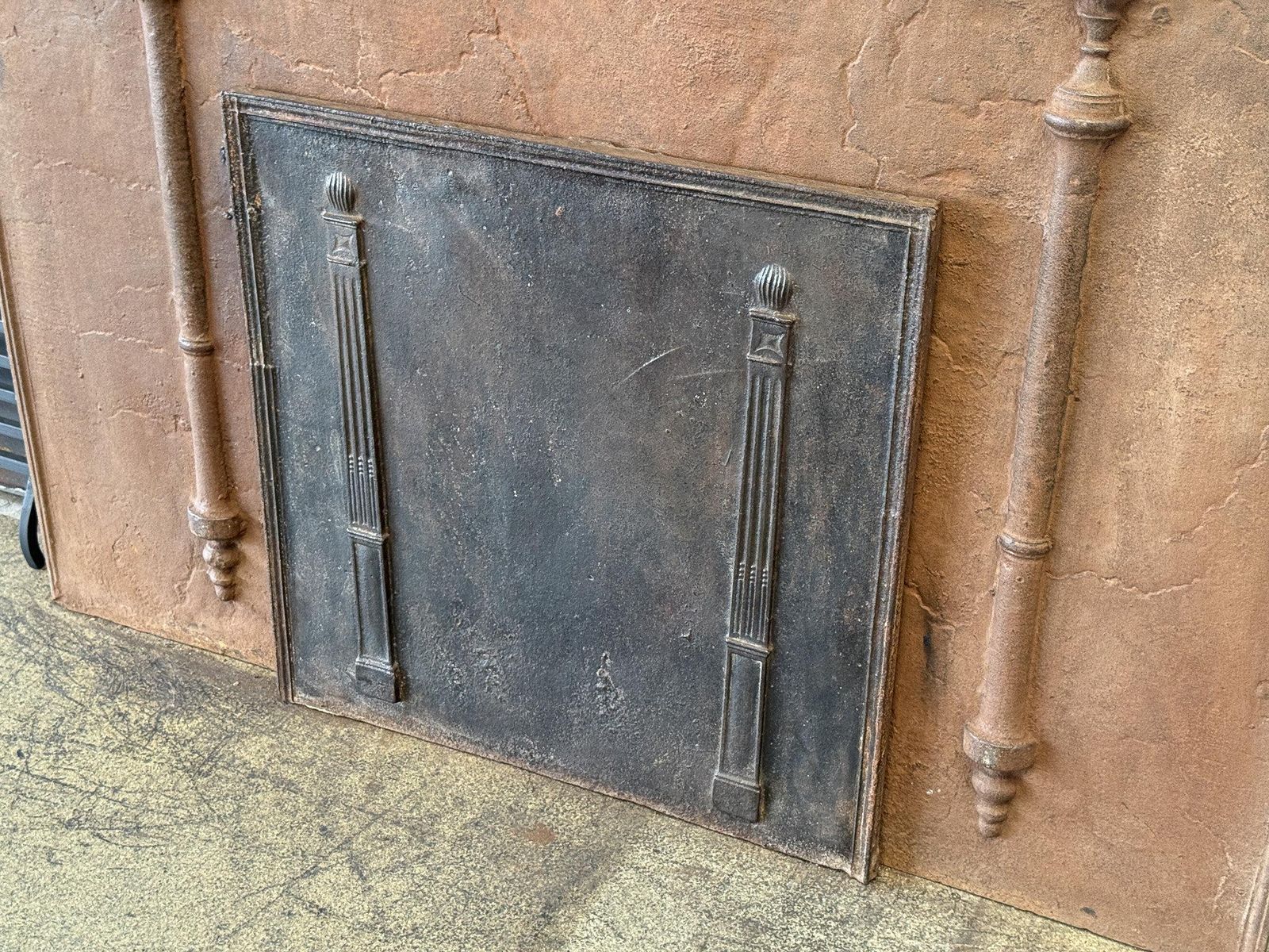 Antique French Neoclassical 'Pillars Of Freedom' Fireback / Backsplash photo furniture