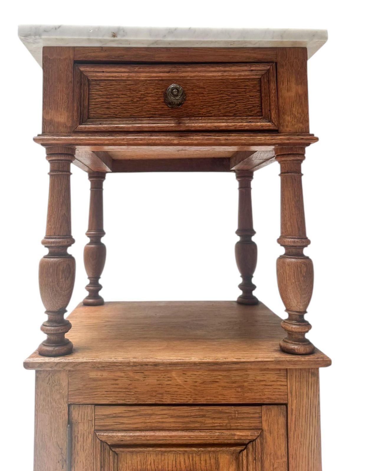 photo vinterior Two Art Nouveau Nightstands Or Bedside Tables With Marble Tops, 1900s