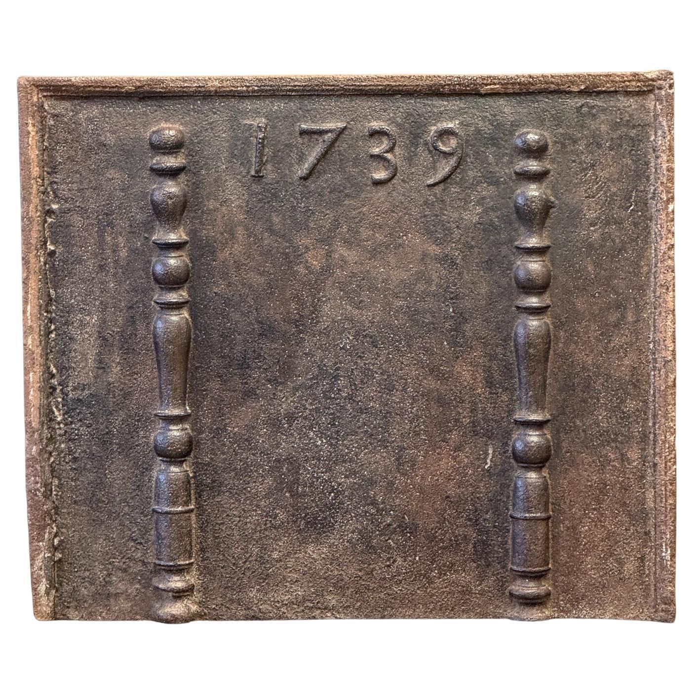 French Louis XV Period 'Year' Fireback / Backsplash, Dated 1739