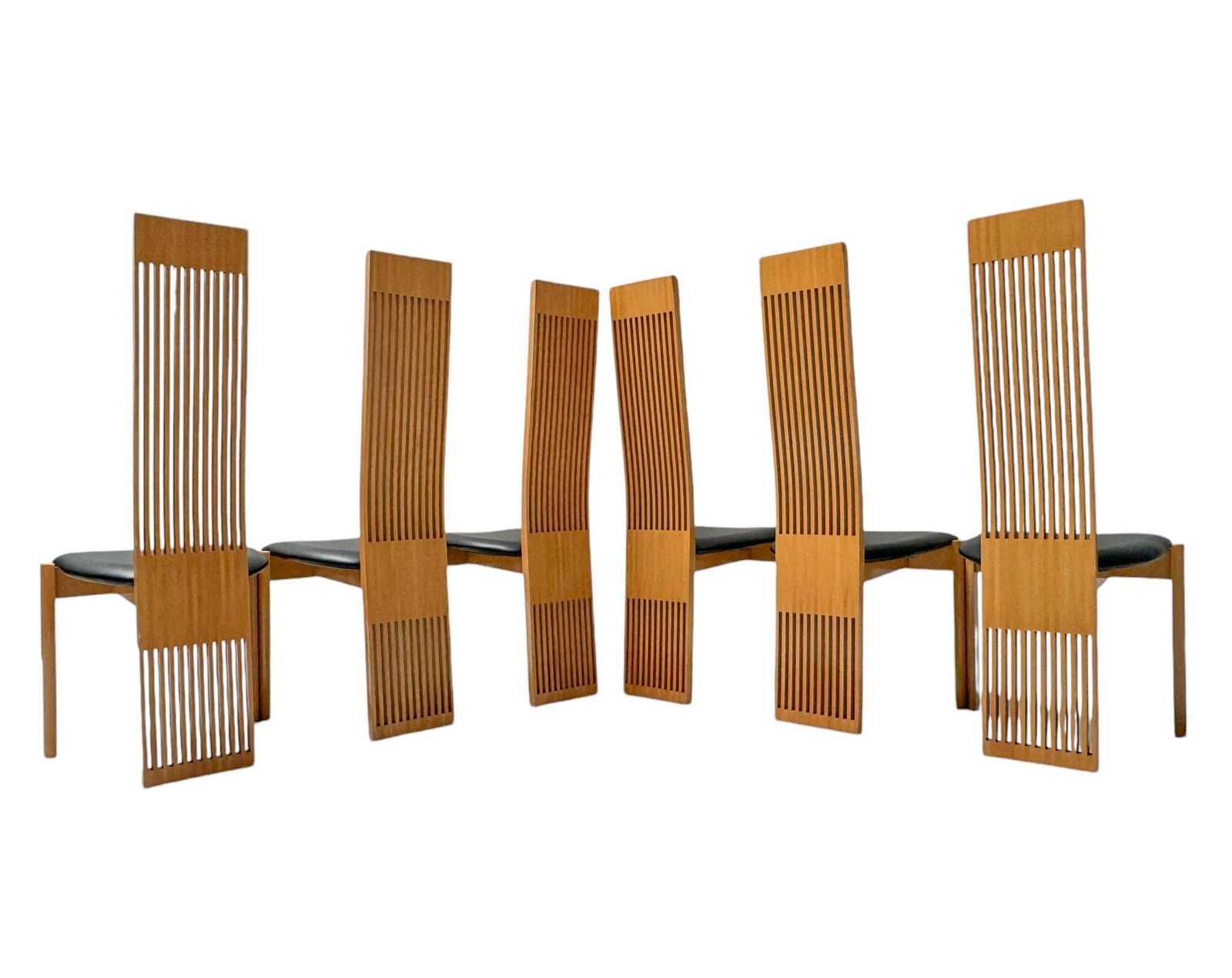 Post Modern Slatted High Back Dining Room Chairs By Pietro Costantini, 1980s photo Furniture