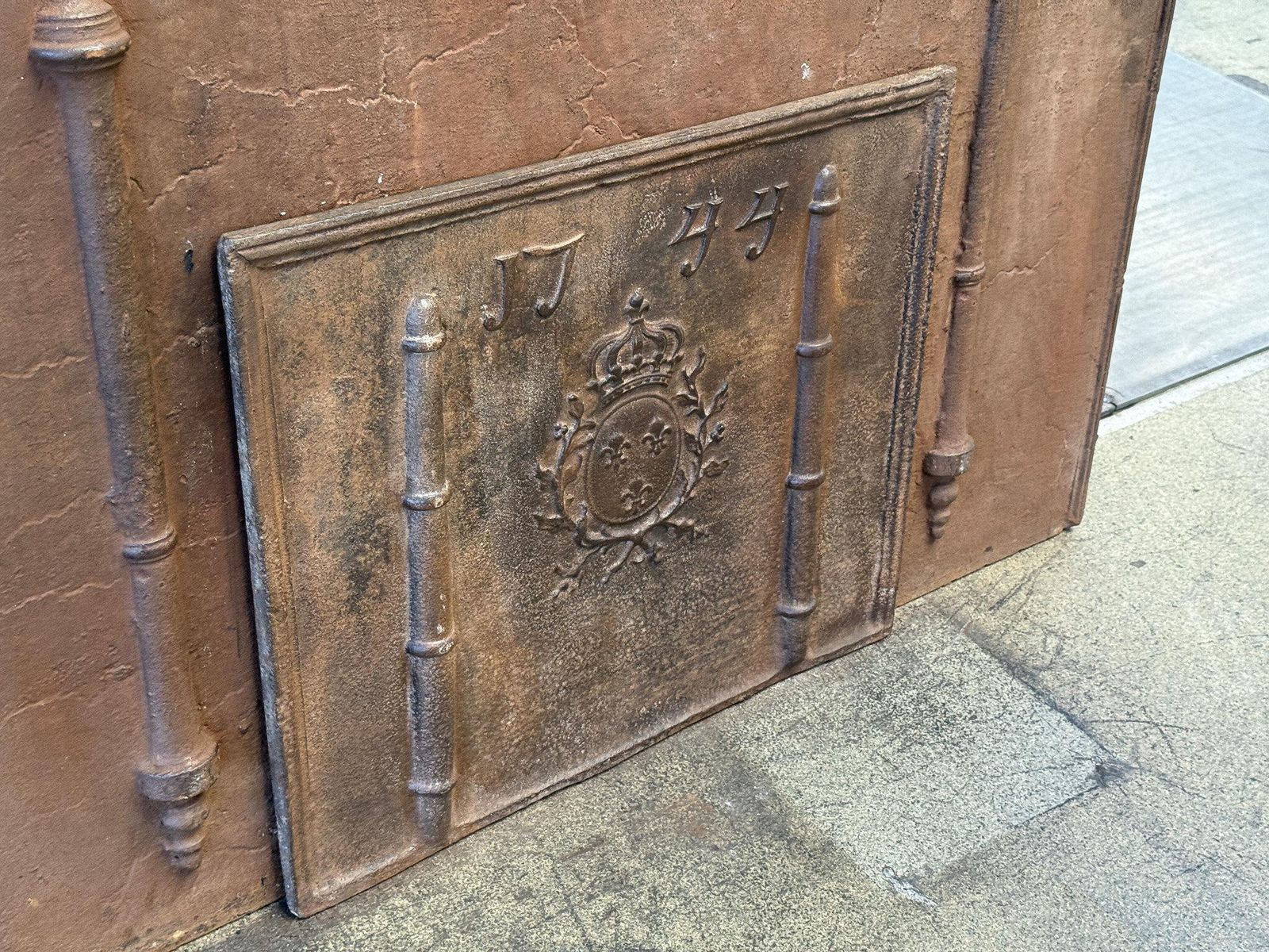Home Fixtures French Louis XV Arms Of France Fireback / Backsplash, Dated 1744 photo