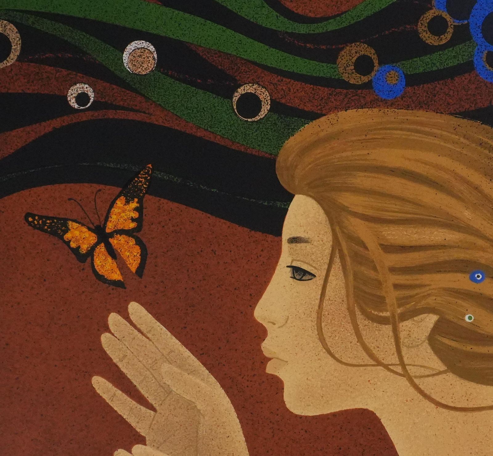 Yves Gannethe Woman With The Butterfly   Original Lithograph Signed photo 130.0