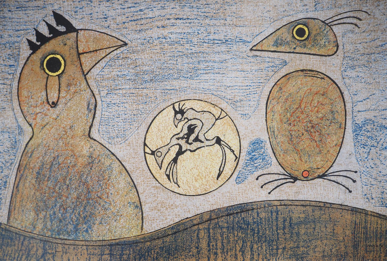 Max Ernstsurrealist Dream : Couple Of Roosters   Original Lithograph (Spies #P. 438)1970 photo furniture