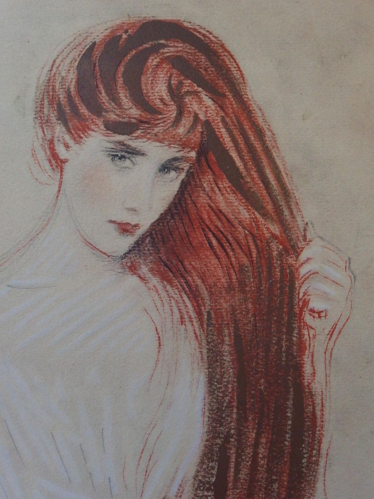 Paul César Helleushy Red Hair Woman   Lithograph1913 photo for sale