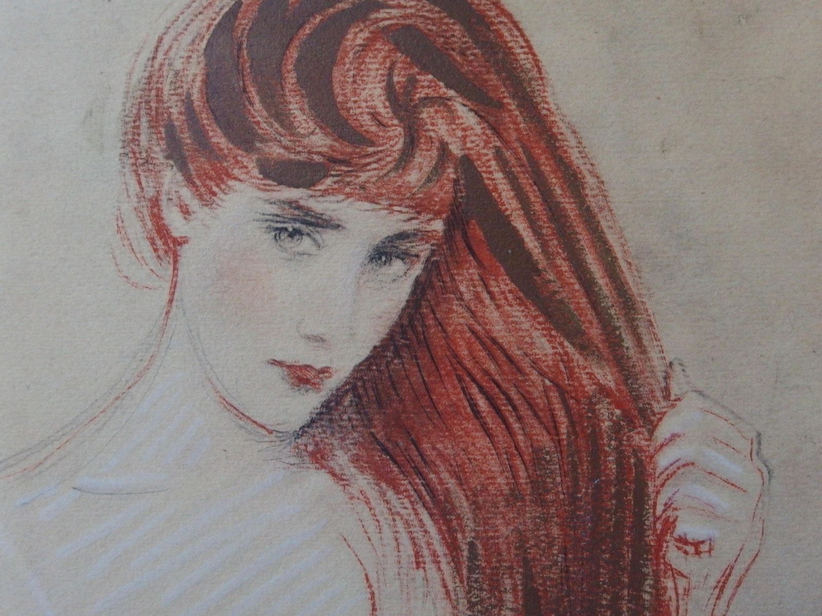 Paul César Helleushy Red Hair Woman   Lithograph1913 photo Art