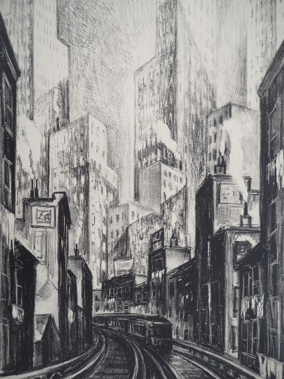 Adriaan Lubbersnew York City, The El At Chatham Square   Original Lithograph, Handsigned / 1001930 photo Art