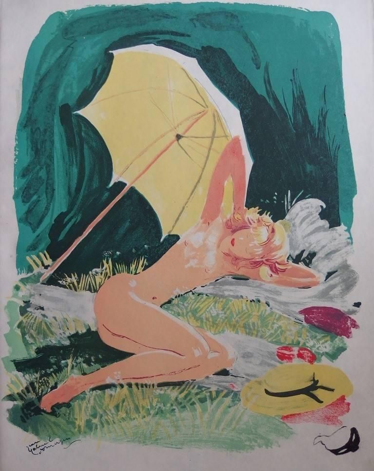 Jean Gabriel Domerguesun Bath In The Garden   Original Lithograph   Mourlot, 19561956