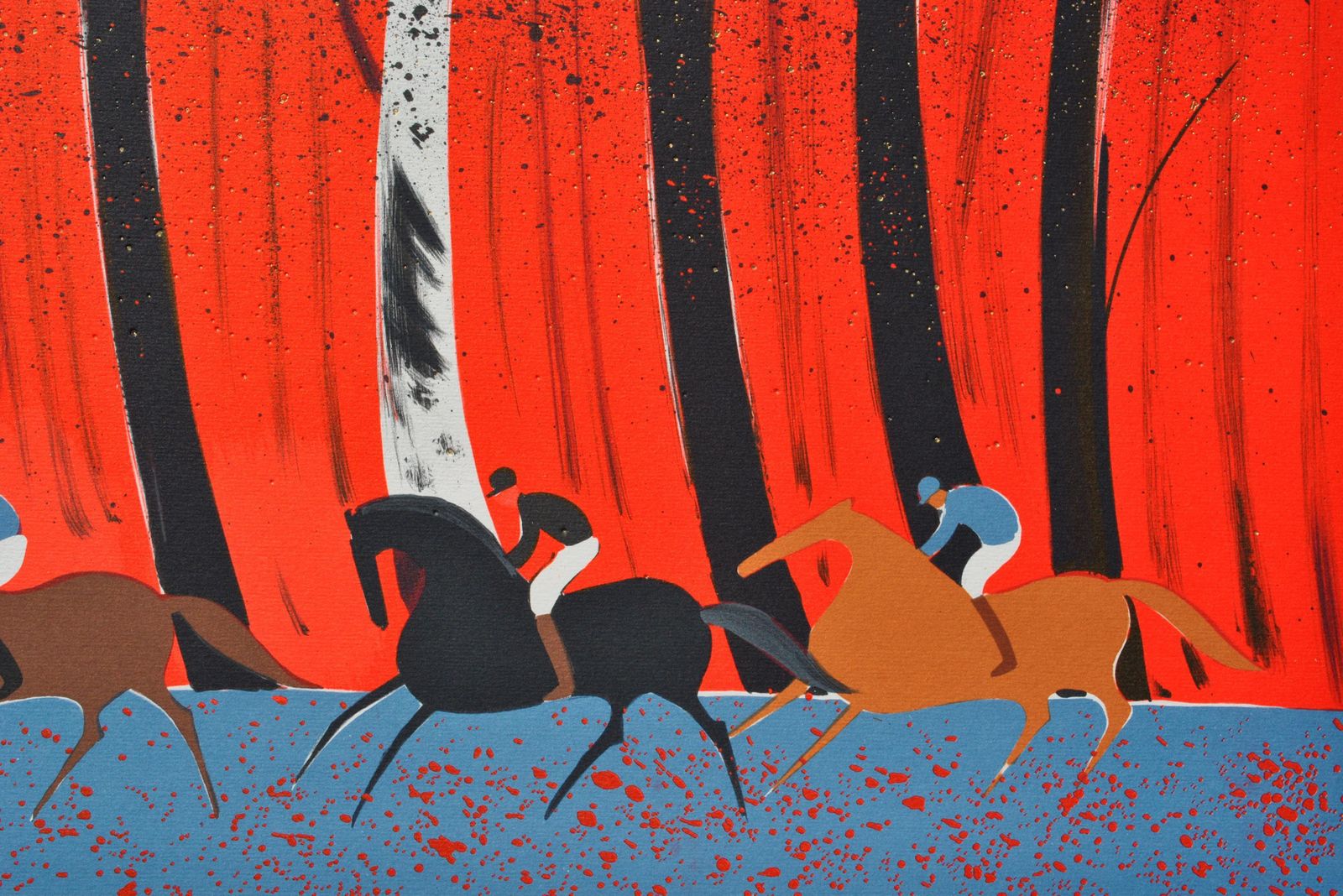 Serge Lassushorses : Riders And Flaming Forest   Original Lithograph, Handsigned & Ltd /2501982 photo vinterior