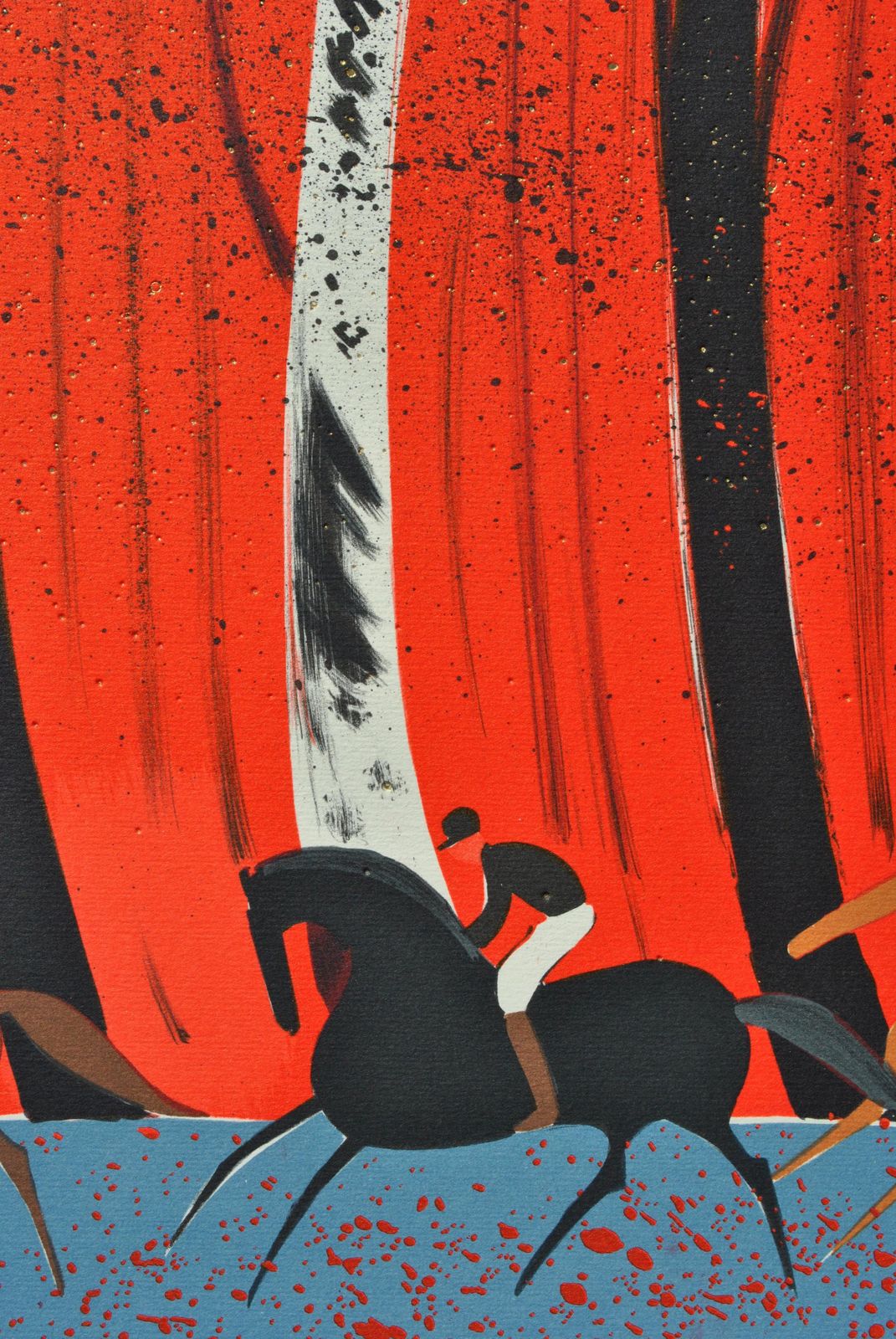 photo for sale Serge Lassushorses : Riders And Flaming Forest   Original Lithograph, Handsigned & Ltd /2501982