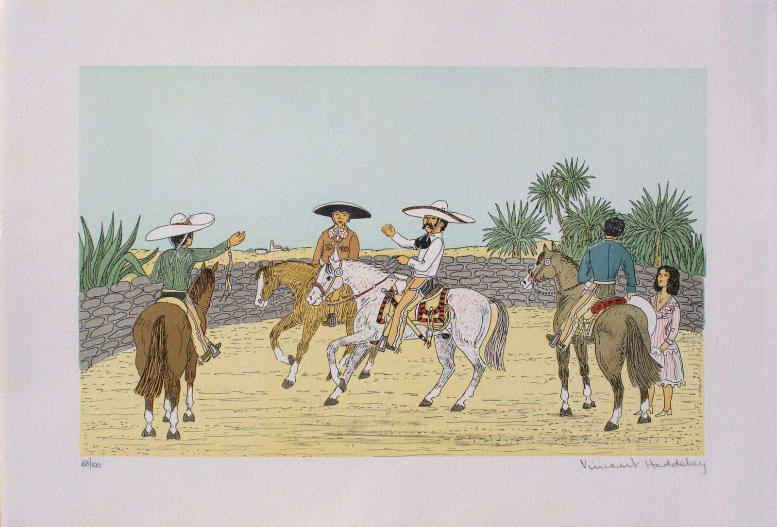 Vincent Haddelseyhorse : Mexican Riders   Original Lithograph, Handsigned & Ltd /1001974