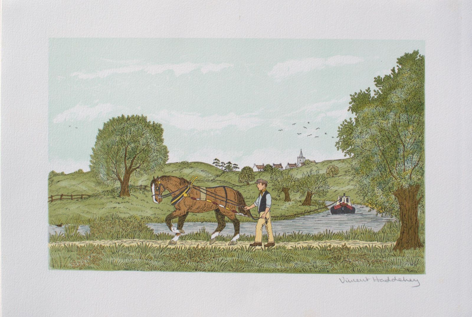 Vincent Haddelseyhorse : Towpath   Original Lithograph, Handsigned & Ltd /1001974