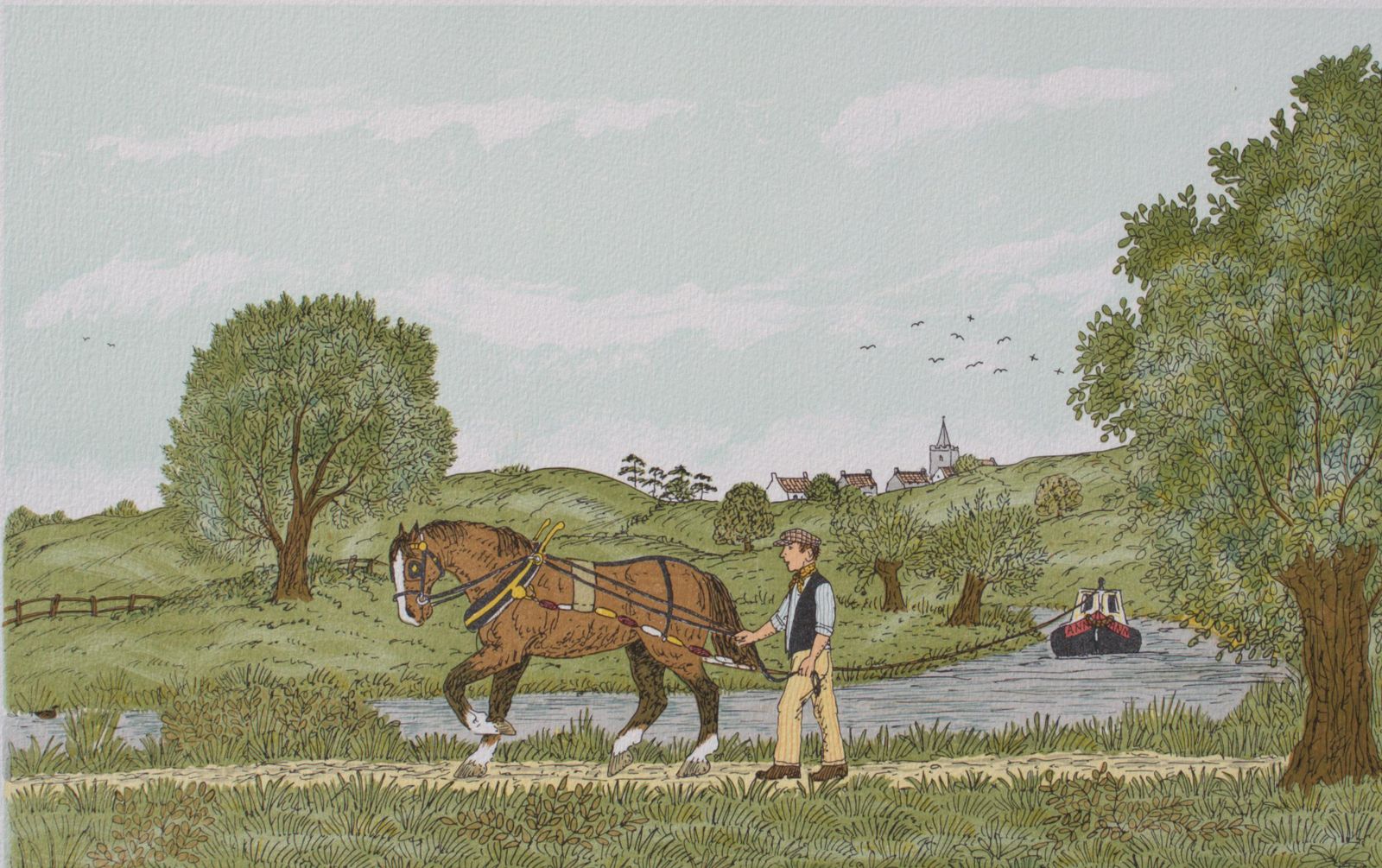 Vincent Haddelseyhorse : Towpath   Original Lithograph, Handsigned & Ltd /1001974 photo for sale