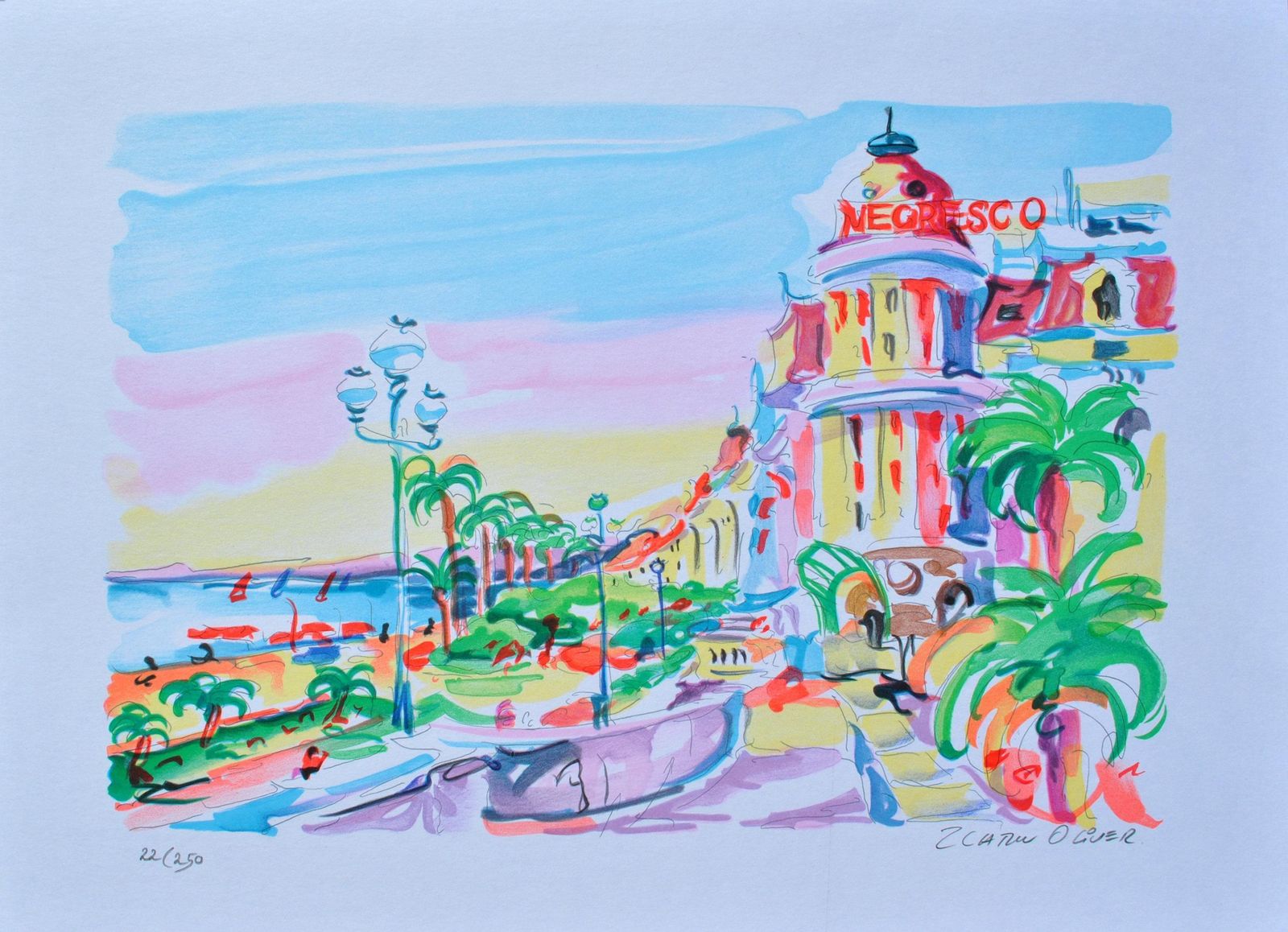 Oliver Zladkuriviera : Negresco Palace   Original Lithograph, Handsigned & Ltd /2501982