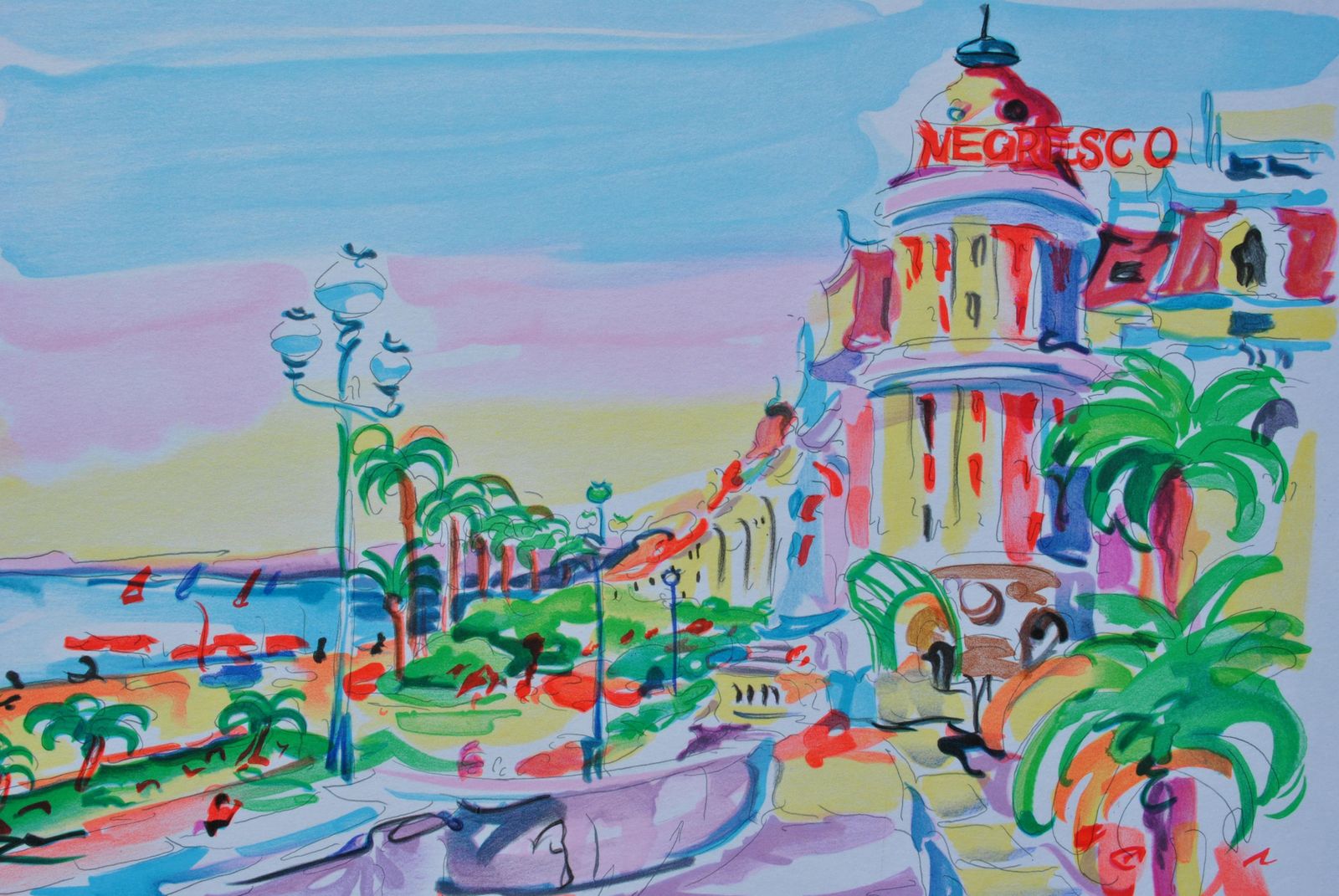 Oliver Zladkuriviera : Negresco Palace   Original Lithograph, Handsigned & Ltd /2501982 photo furniture