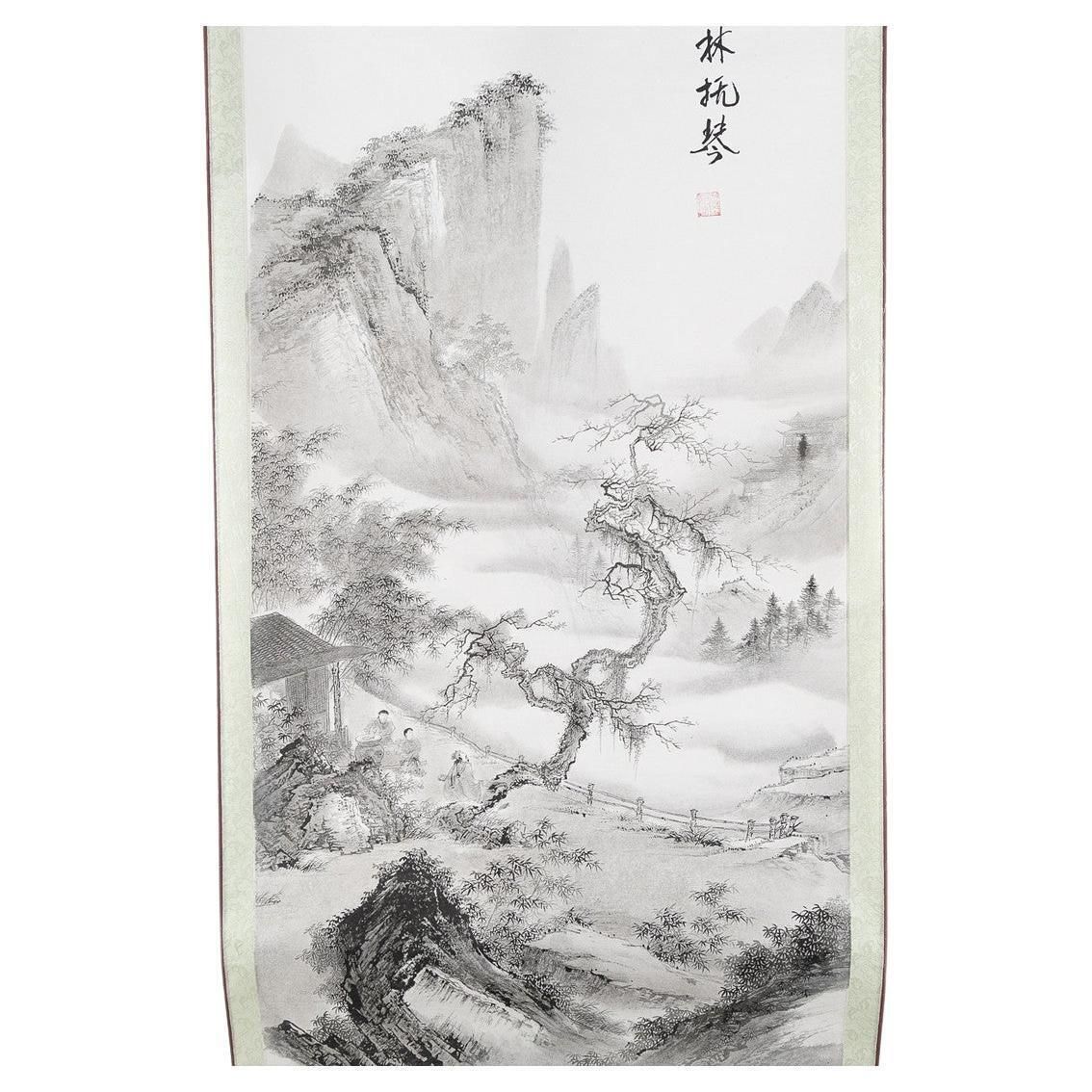 Chinese Scroll Painting Of A Landscape photo furniture