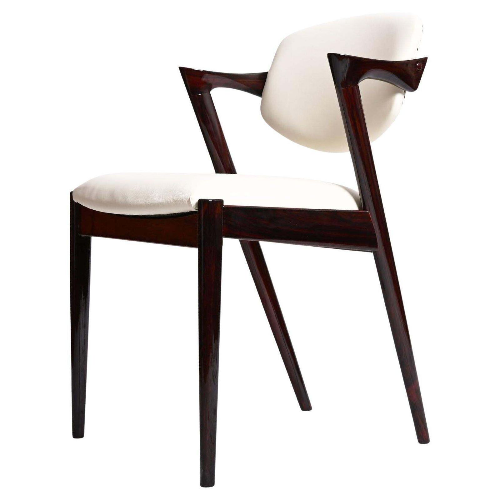 Hardwood And Leather Chairs By Kai Kristiansen Model 42 photo for sale