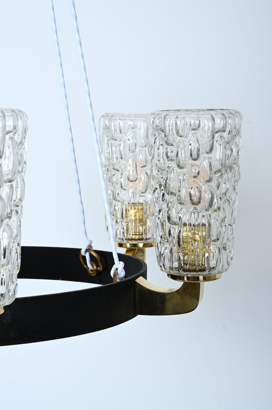 Rare Midcentury Brass Glass Chandelier By Rupert Nikoll photo vintage