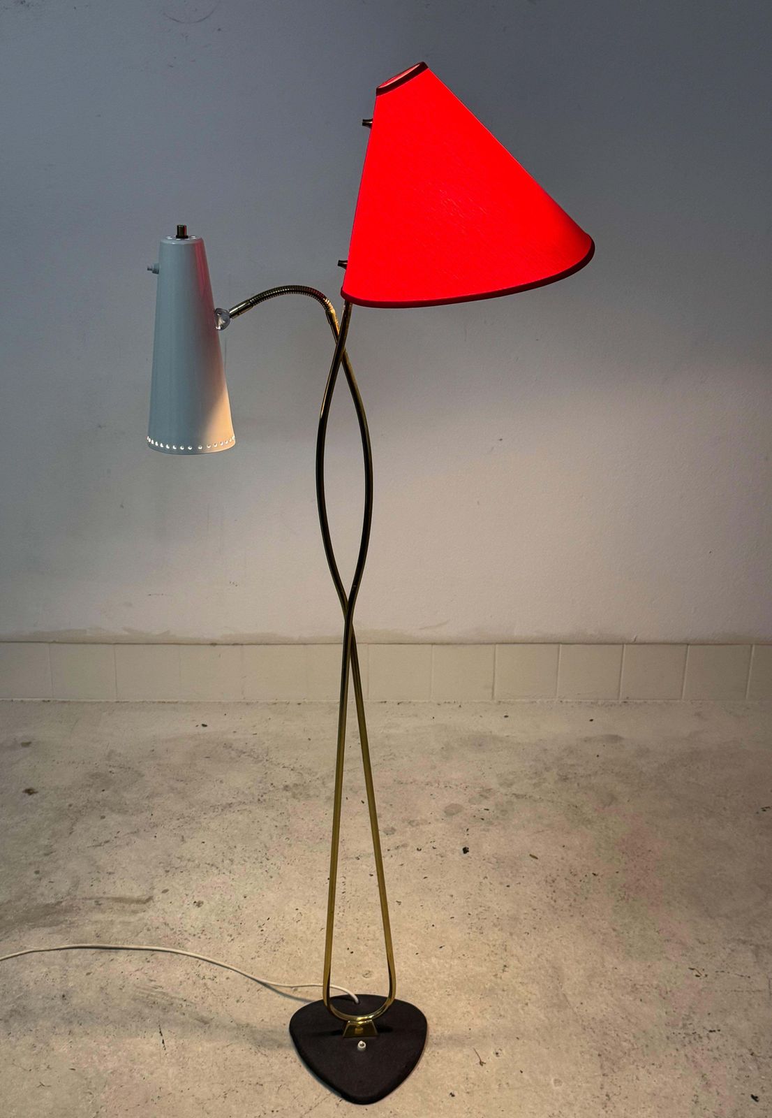Rare Midcentury Brass Floor Lamp By Rupert Nikoll photo for sale