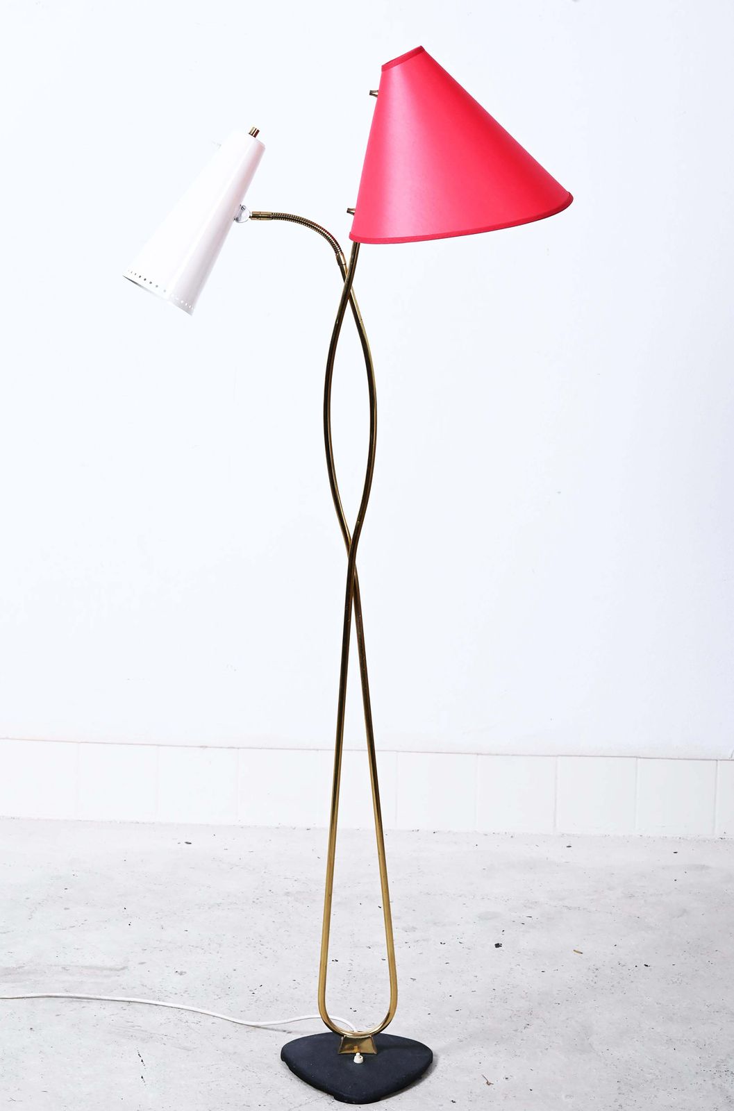 Lighting Rare Midcentury Brass Floor Lamp By Rupert Nikoll photo