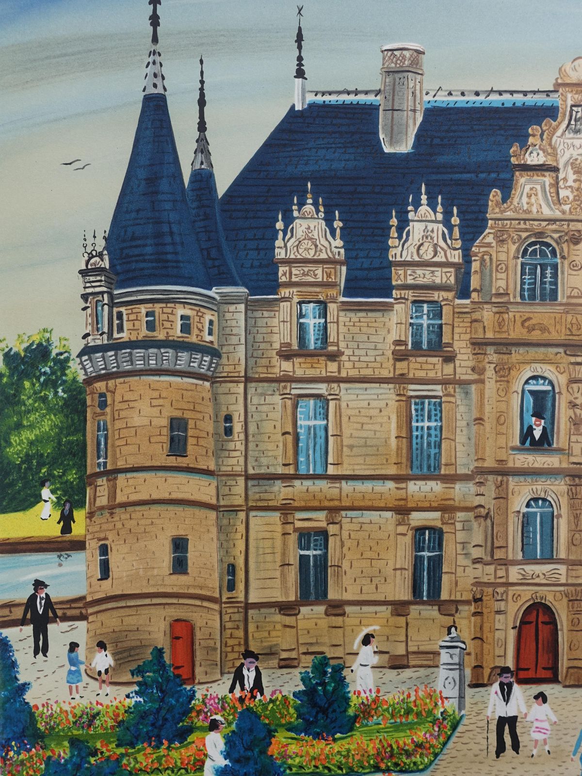 Dan Gandrefrench Castle : Azay Le Rideau   Original Lithograph, Handsigned & Ltd /2501982 photo buy