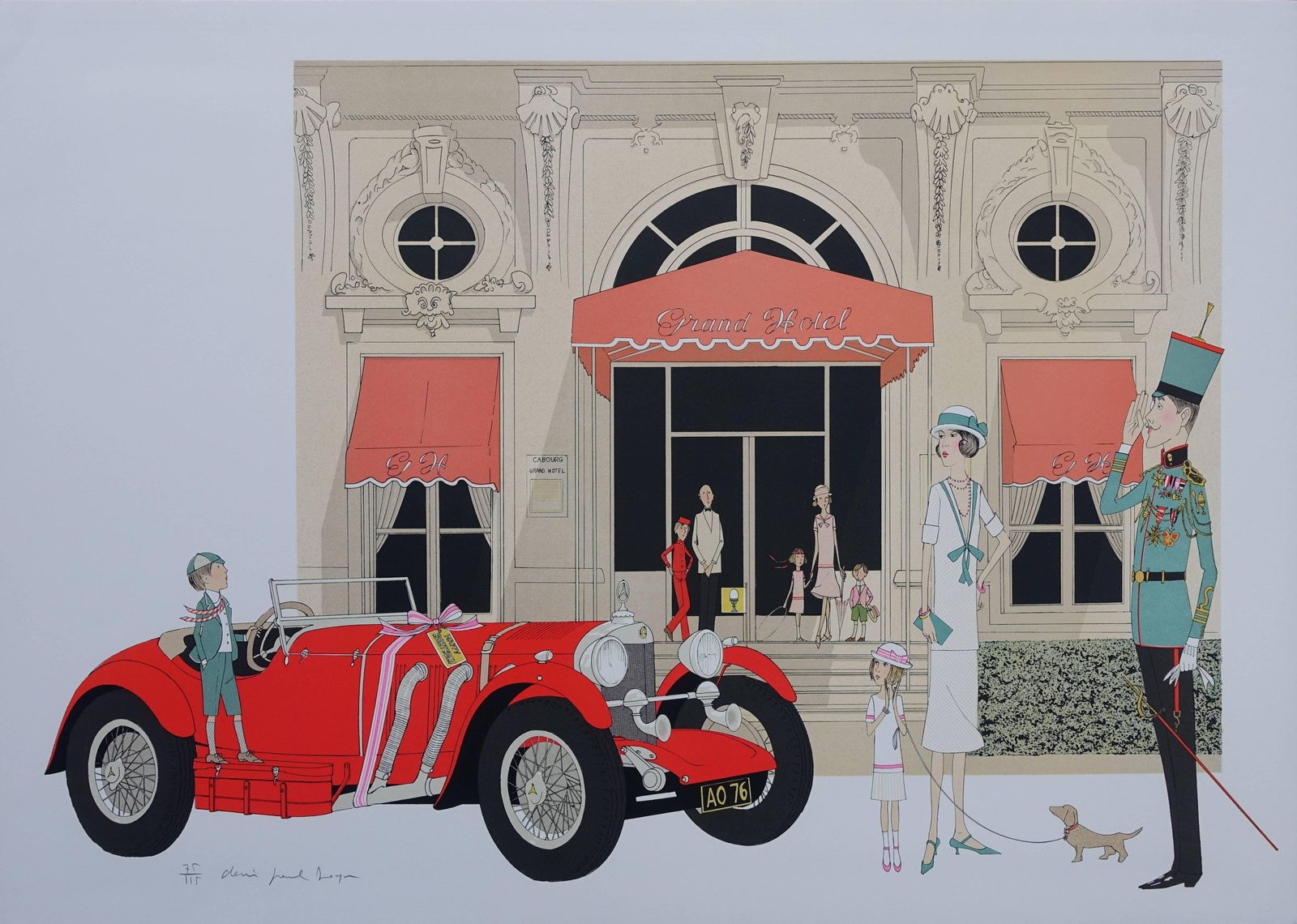 Denis Paul Noyermercedes 710   Cabourg Grand Hotel   Original Handsigned Lithograph   115ex