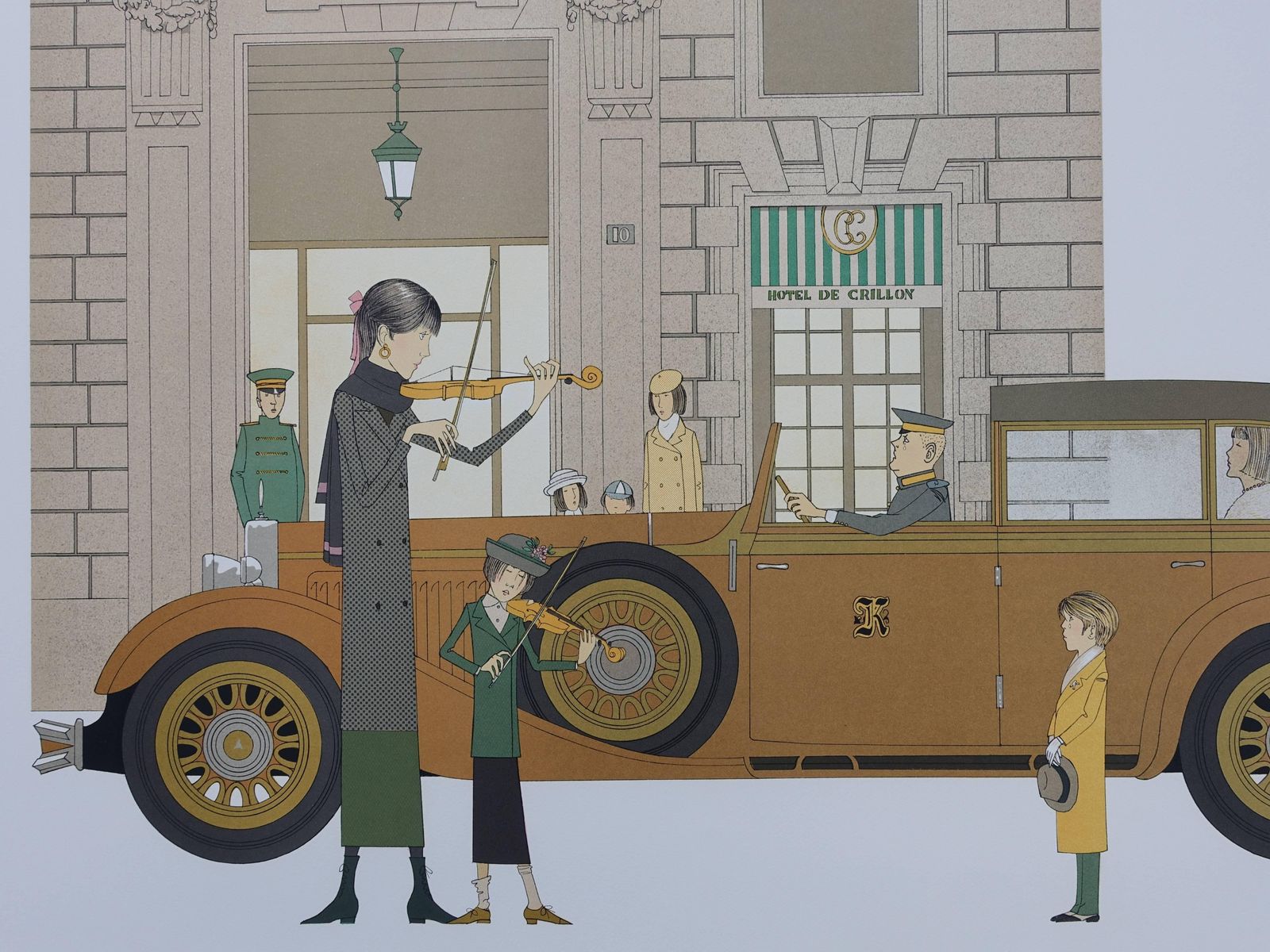 Denis Paul Noyermercedes Nurburg & Hotel De Crillon (Paris)   Original Signed Lithograph   115ex photo for sale