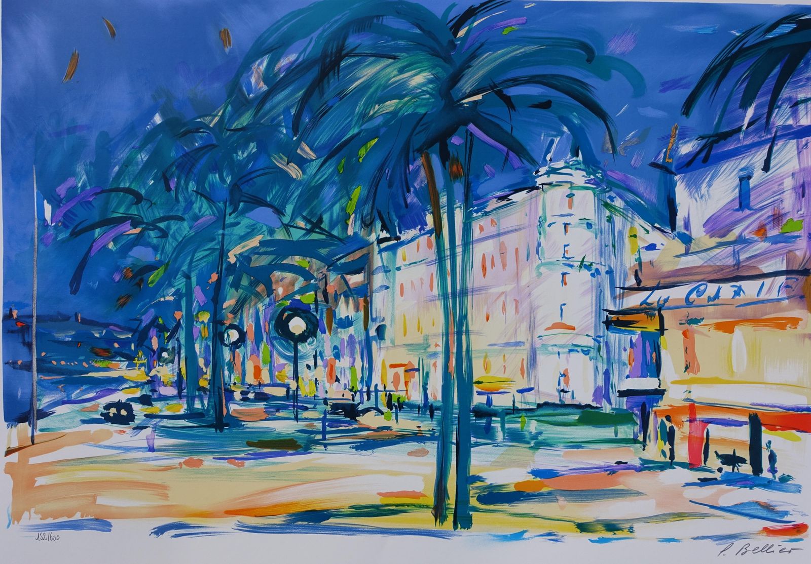 Pierre Bellierriviera : Cannes Carlton Palace   Original Lithograph, Handsigned & Ltd /6001982 photo furniture