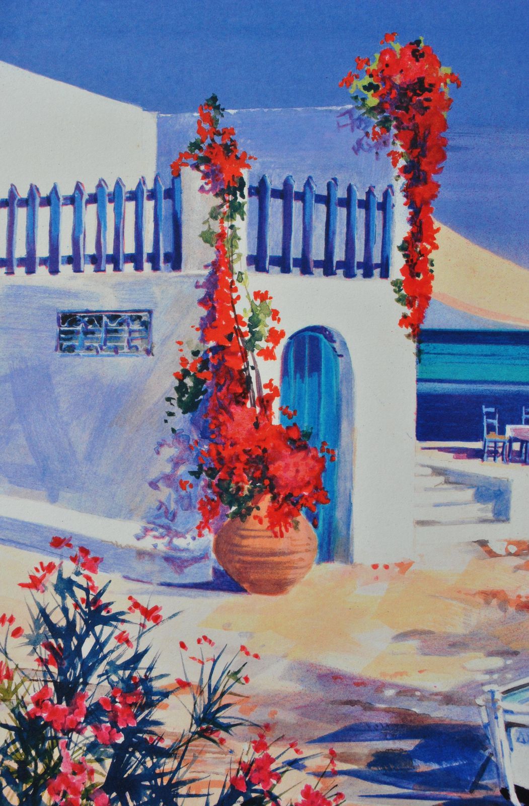 Andre Savyriviera : Three Boats In Santorini   Original Lithograph, Handsigned & Ltd /3901982 photo buy
