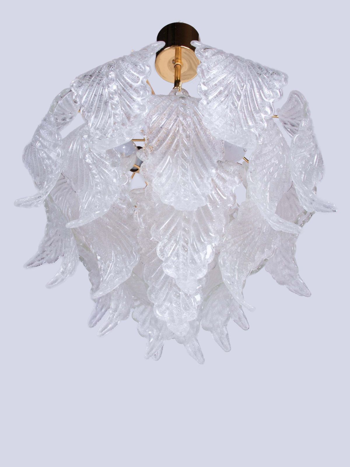 Novaresi Murano Petals Chandelier Glass & Brass, Italy 1970s photo for sale
