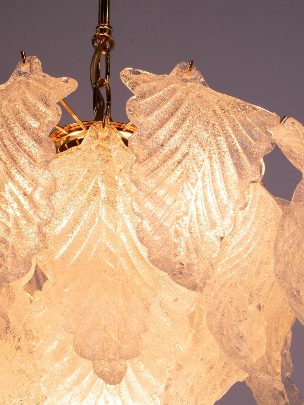 Novaresi Murano Petals Chandelier Glass & Brass, Italy 1970s photo vinterior