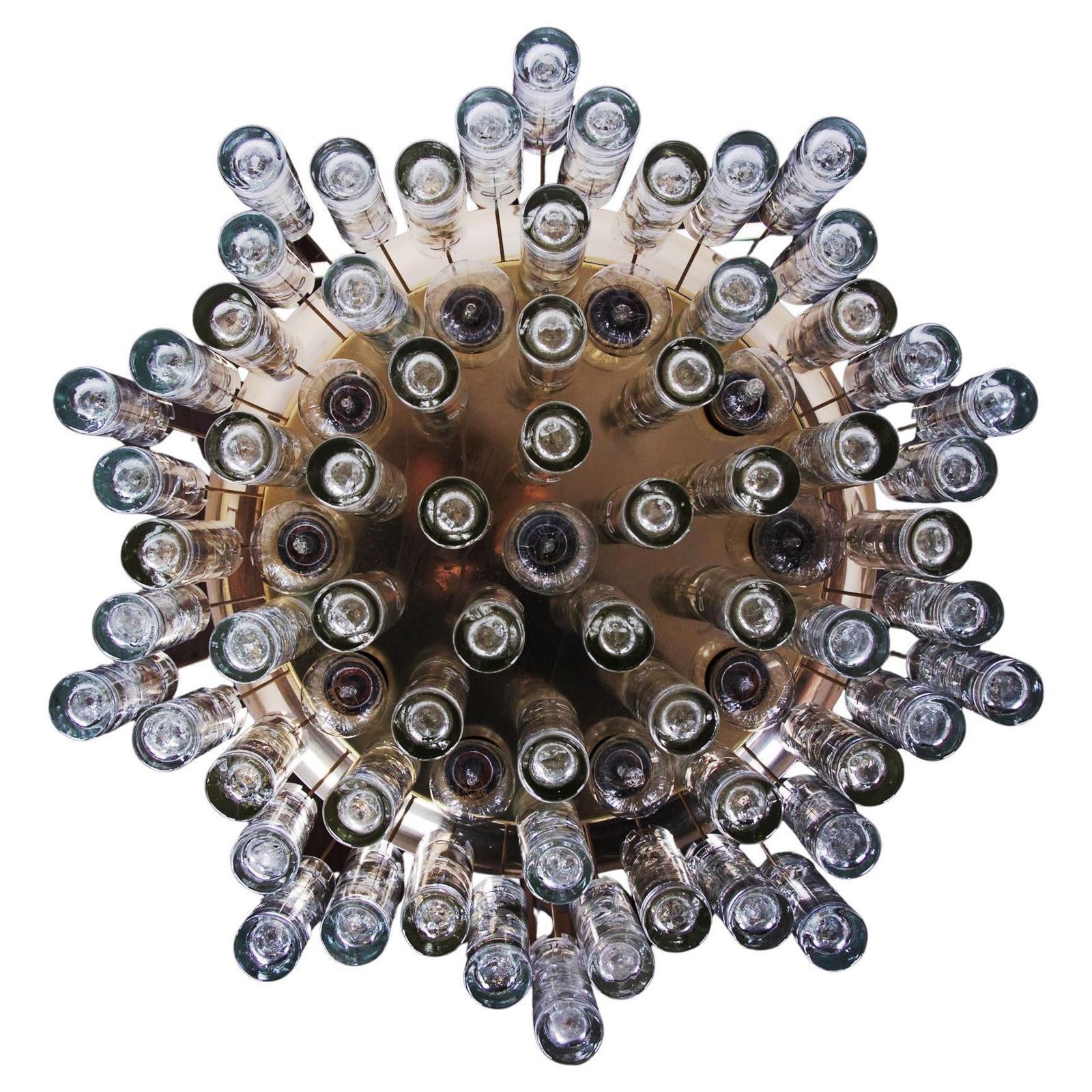 1960s Germany Large 24" Doria Lava Flush Mount Chandelier Murano Glass & Brass photo for sale