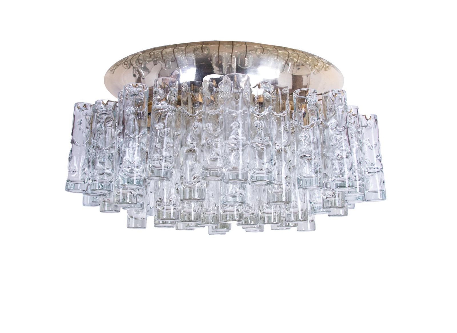 photo for sale 1960s Germany Large 24" Doria Lava Flush Mount Chandelier Murano Glass & Brass