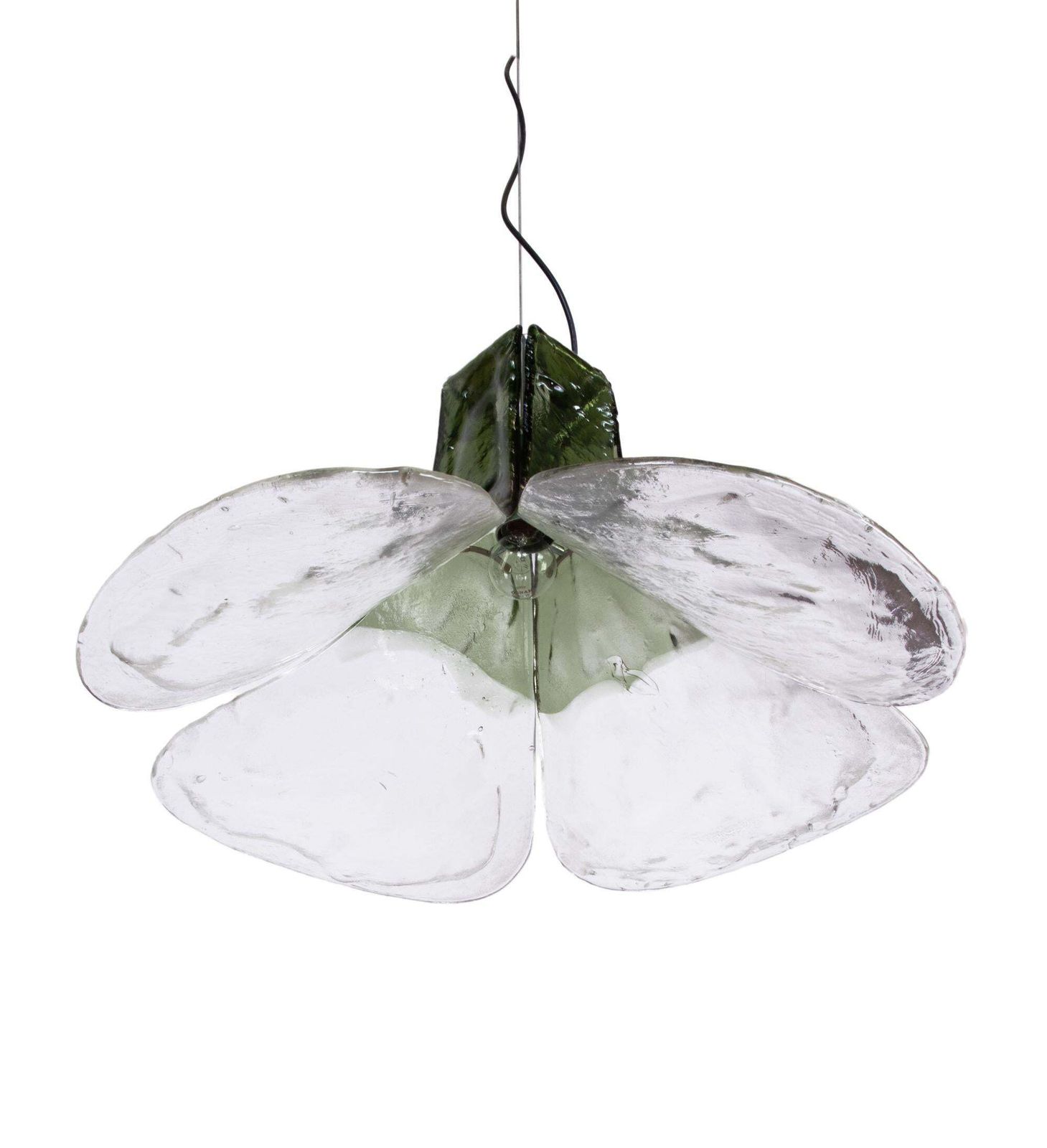 photo furniture Mazzega Tulip Pendant Lamp Green & Clear Murano Glass By Carlo Nason Italy 1960s