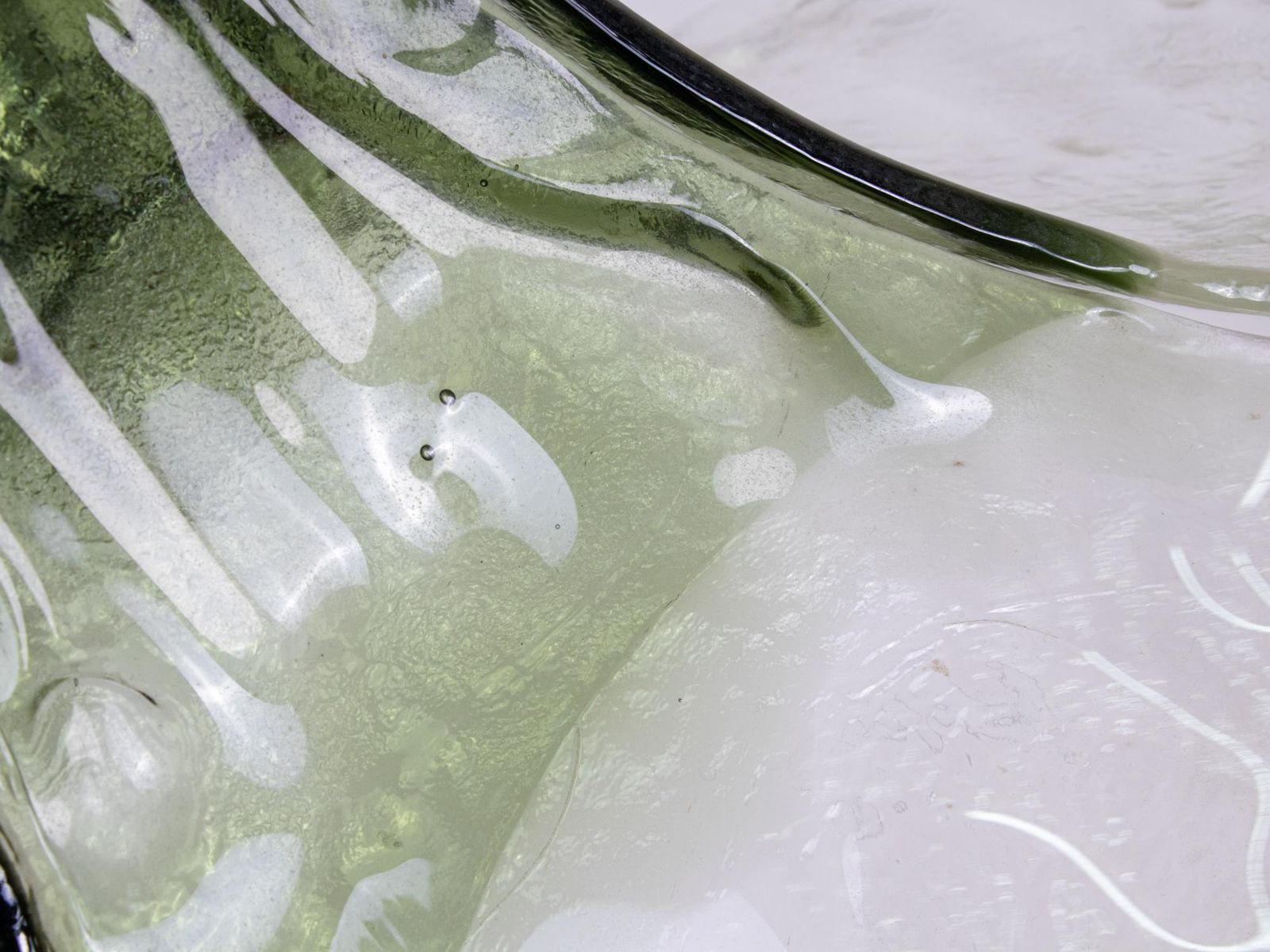 photo for sale Mazzega Tulip Pendant Lamp Green & Clear Murano Glass By Carlo Nason Italy 1960s