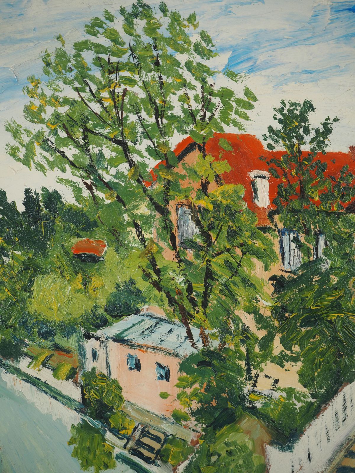 élisée Maclethouses By The River   Oil Painting   Signed photo vintage