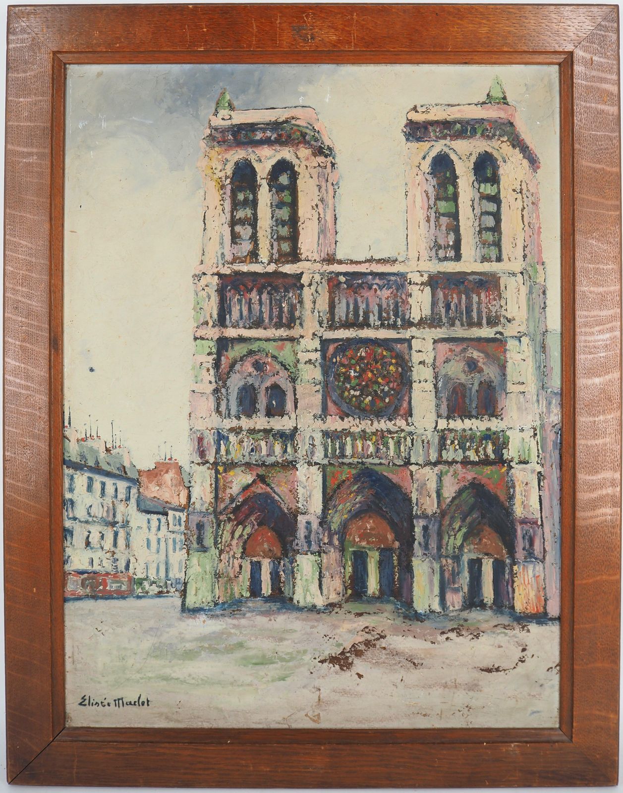 élisée Macletparis, Notre Dame Church   Oil Painting   Signed