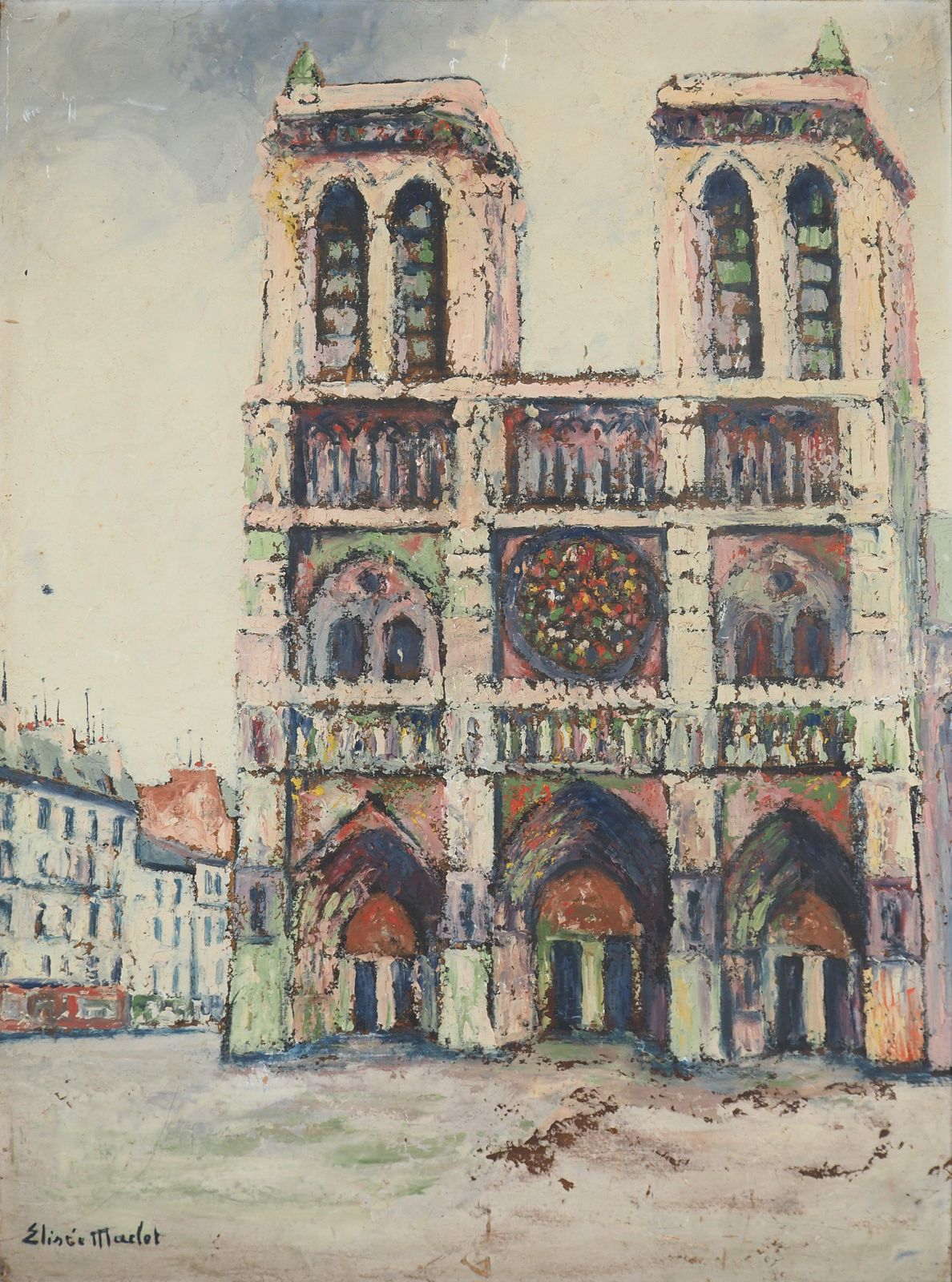 élisée Macletparis, Notre Dame Church   Oil Painting   Signed photo for sale