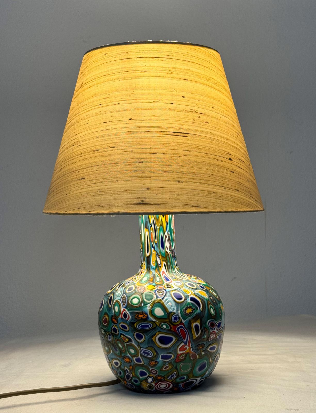 photo buy Millefiori Murano Glass Lamp With Custom Silk Shade