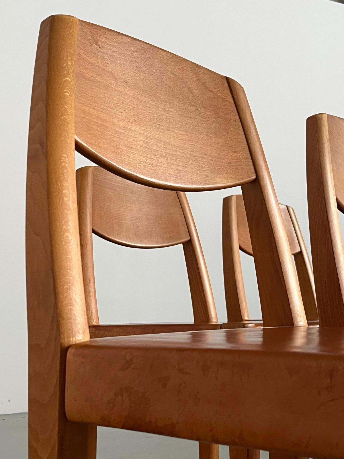 1989.0 Set Of 4 Vintage Dining Chairs In Style Of Pierre Chapo, Cognac Leather And Wood photo